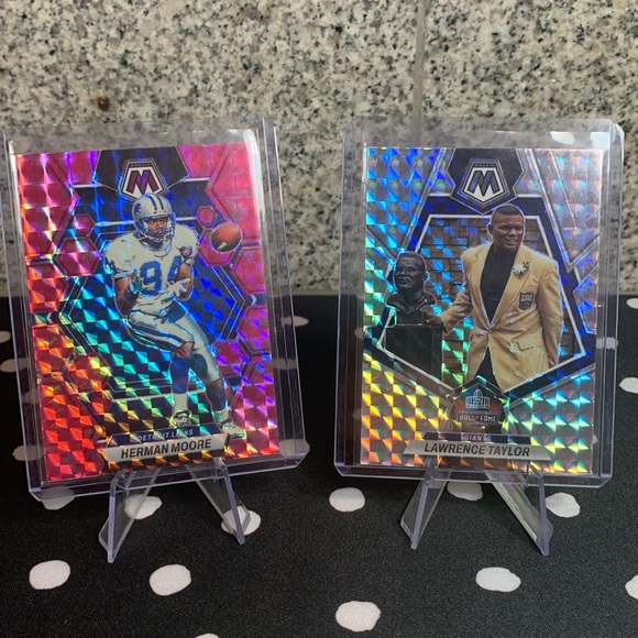 Lawrence Taylor & Herman Moore Panini Prizm Lions Giants HOF All Stars!! - Picture 6 of 6